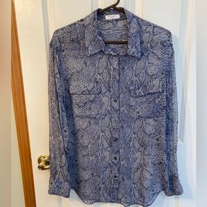 Equipment blue chiffon blouse, size large